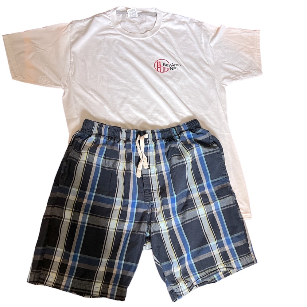 Keneth Cole Men’s boxer pajamas front side pockets elastic waist M - Free Tshirt